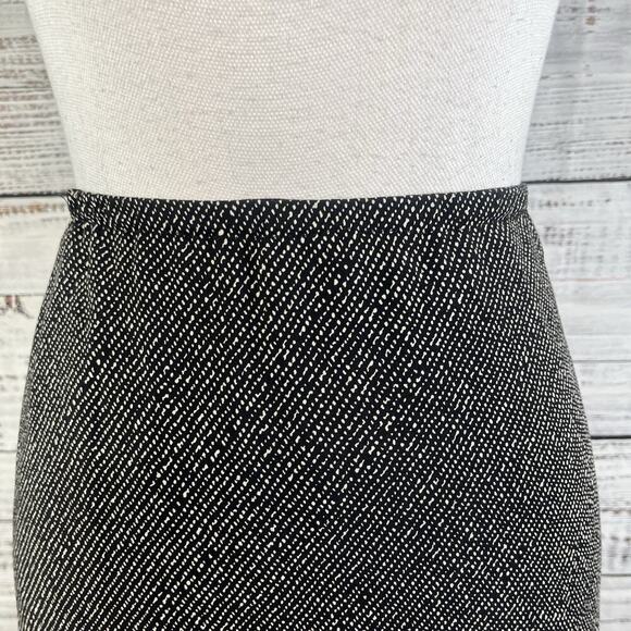 Donna Ricco New York Skirt size 14 Black Ivory Bias Knee A Line Flowing Modest - Picture 3 of 8